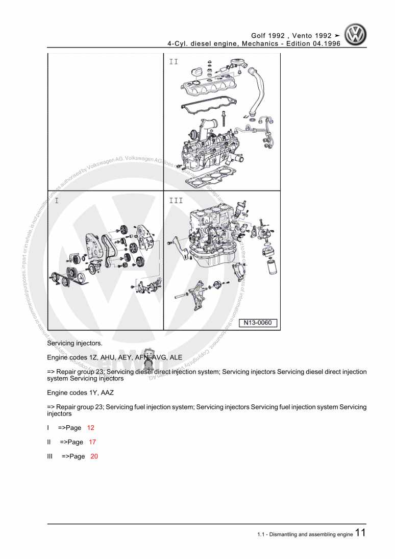 Examplepage for repair manual 4-Cyl. diesel engine, Mechanics