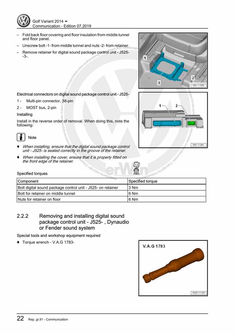 Examplepage for repair manual Communication