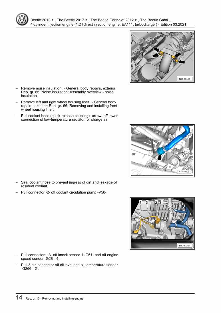 Examplepage for repair manual 4-cylinder injection engine (1.2 l direct injection engine, EA111, turbocharger)