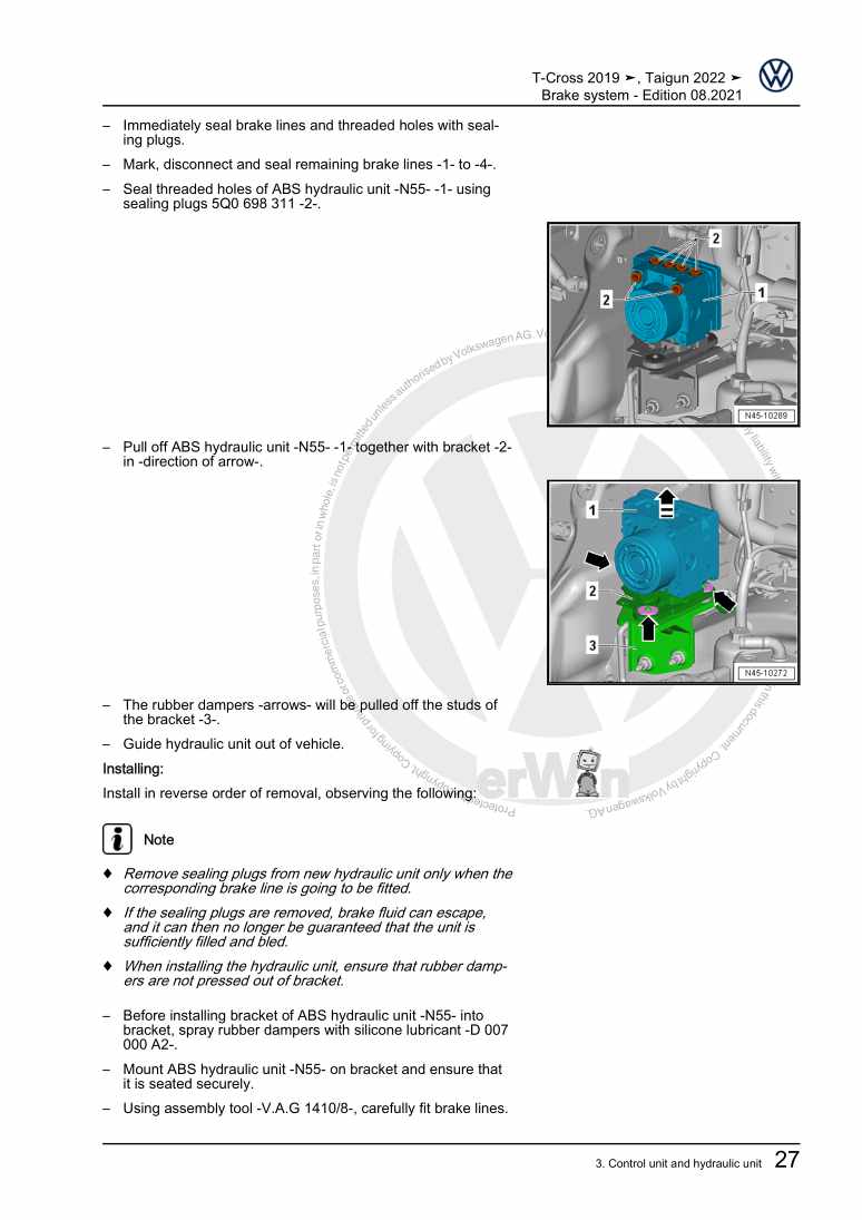 Examplepage for repair manual Brake system