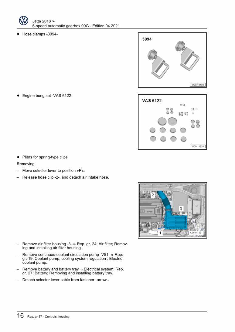 Examplepage for repair manual 2 6-speed automatic gearbox 09G