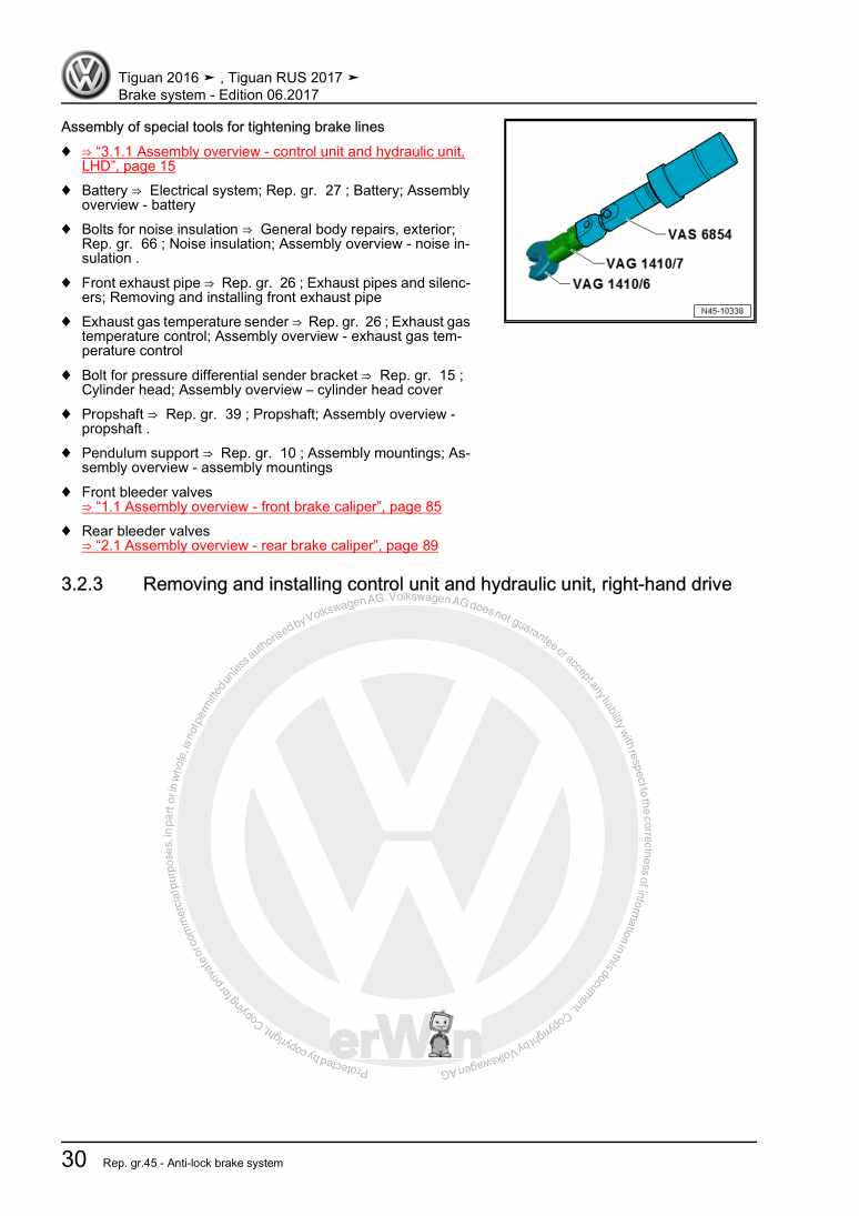 Examplepage for repair manual 2 Brake system