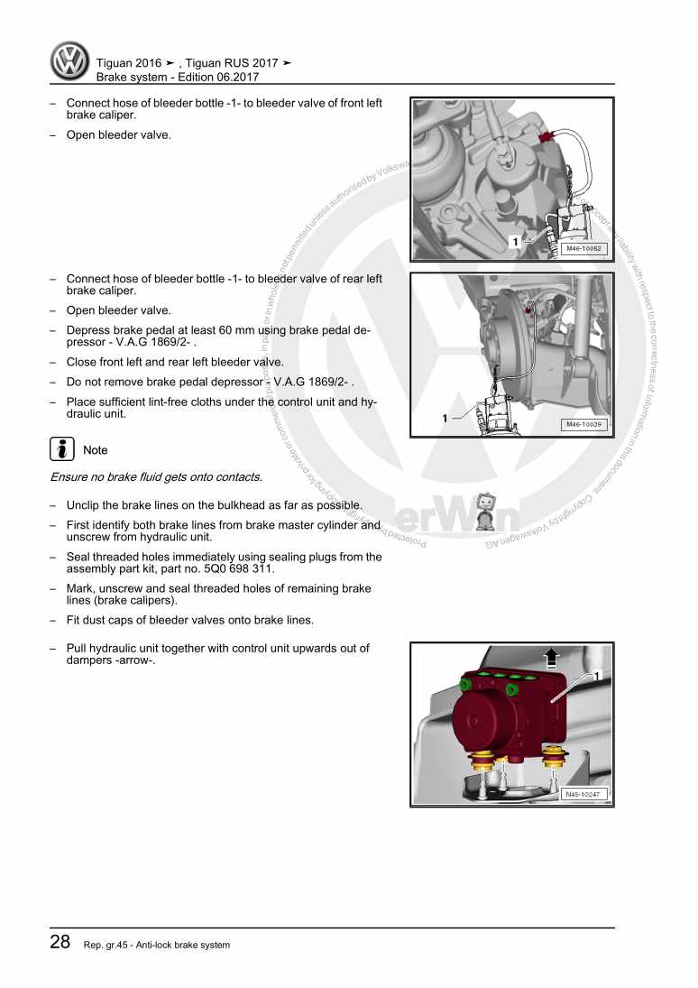 Examplepage for repair manual 3 Brake system