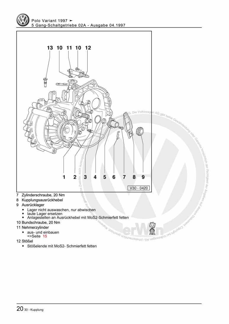 Beispielseite für Reparaturanleitung 2 5 Gang-Schaltgetriebe 02A