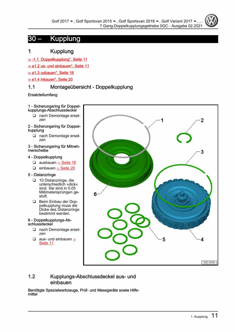 Examplepage for repair manual 3 7 Gang-Doppelkupplungsgetriebe 0GC