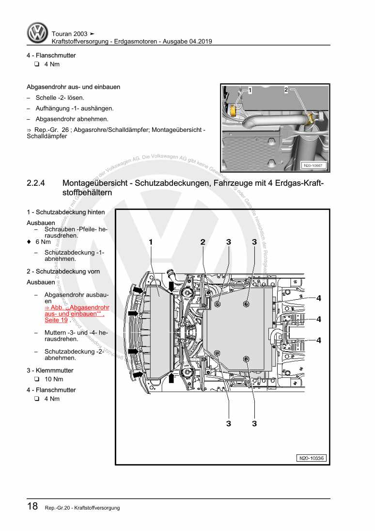 Examplepage for repair manual Kraftstoffversorgung - Erdgasmotoren