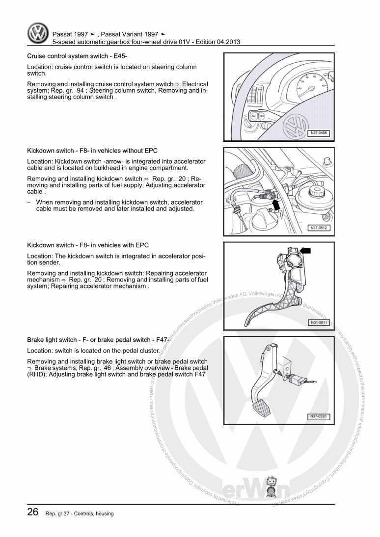 Examplepage for repair manual 2 5-speed automatic gearbox four-wheel drive 01V