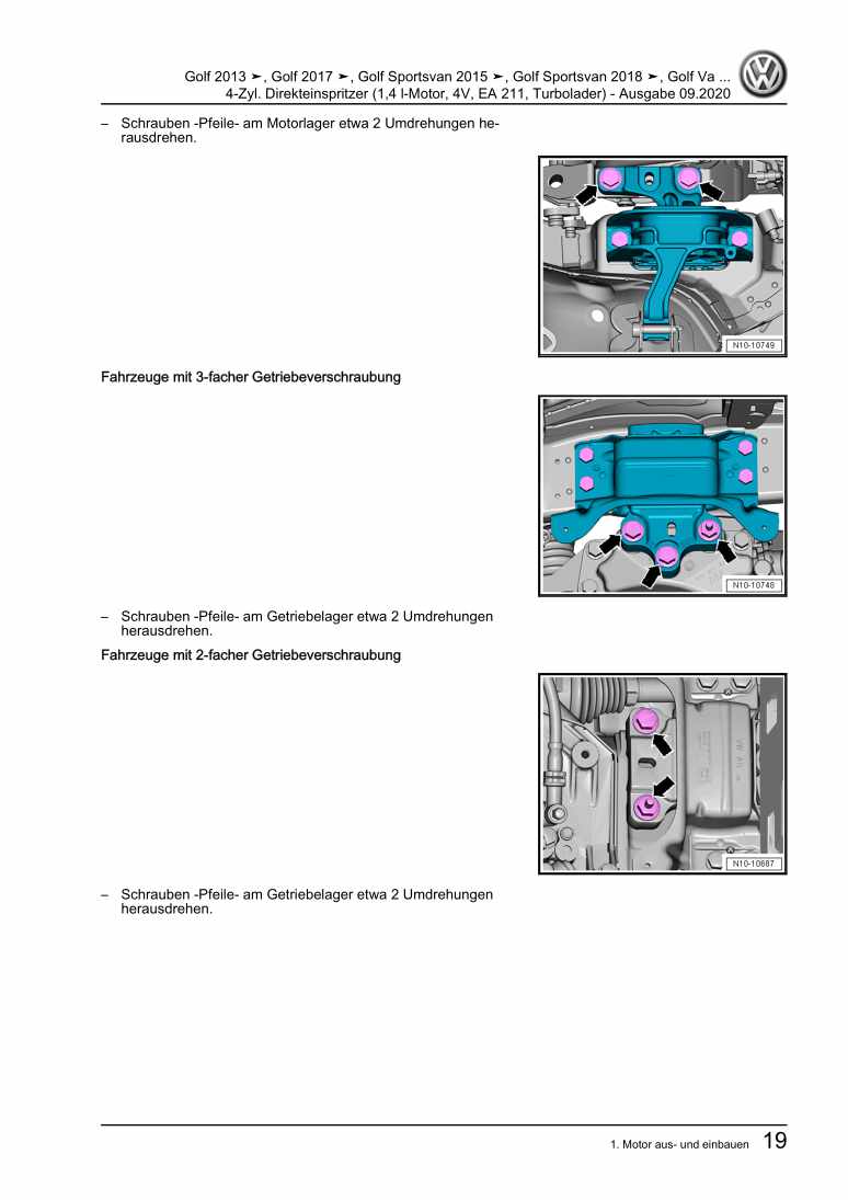Examplepage for repair manual 4-Zyl. Direkteinspritzer (1,4 l-Motor, 4V, EA 211, Turbolader)