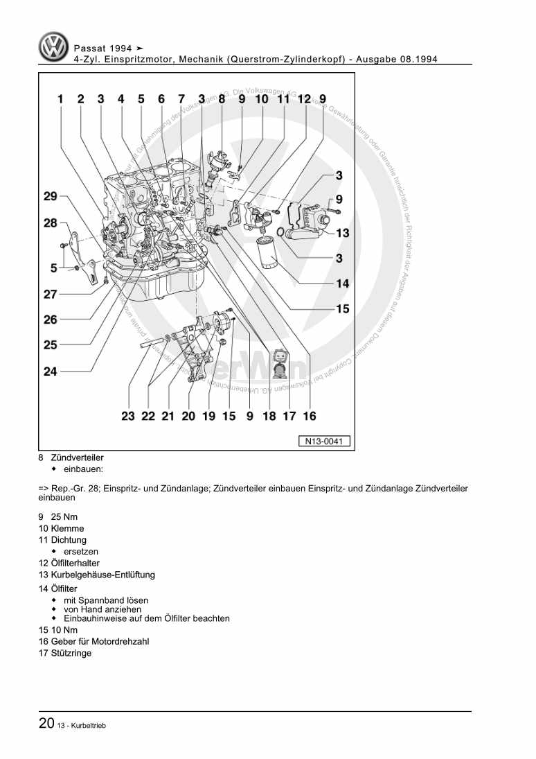 Beispielseite für Reparaturanleitung 2 4-Zyl. Einspritzmotor, Mechanik (Querstrom-Zylinderkopf)