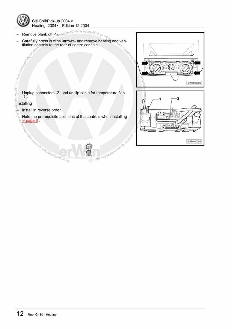 Beispielseite für Reparaturanleitung 3 Heating, 2004▸