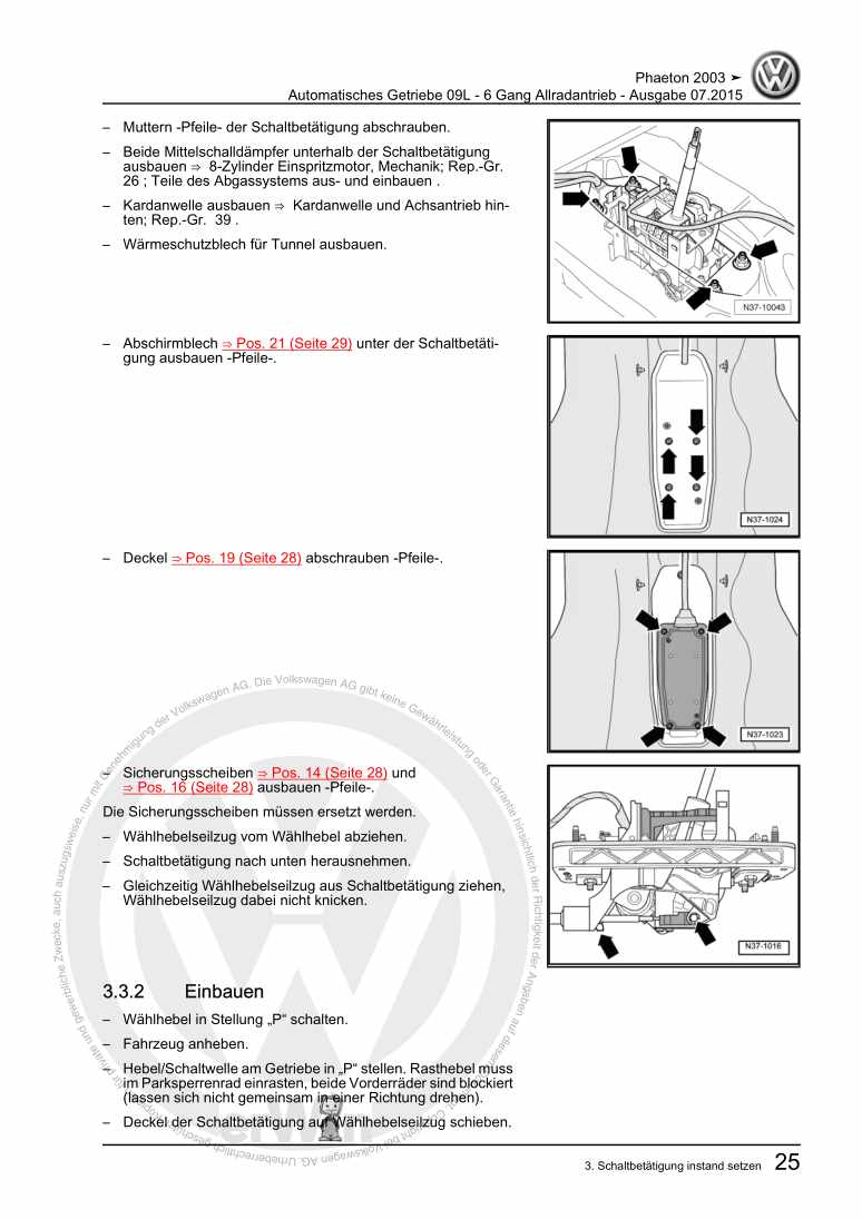 Beispielseite für Reparaturanleitung 3 Automatisches Getriebe 09L - 6 Gang Allradantrieb