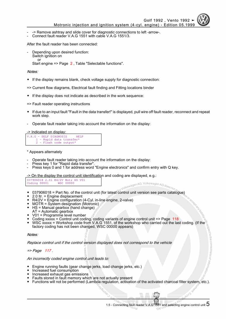 Examplepage for repair manual 3 Motronic injection and ignition system (4-cyl. engine)