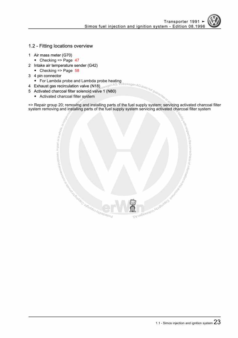 Examplepage for repair manual 2 Simos fuel injection and ignition system