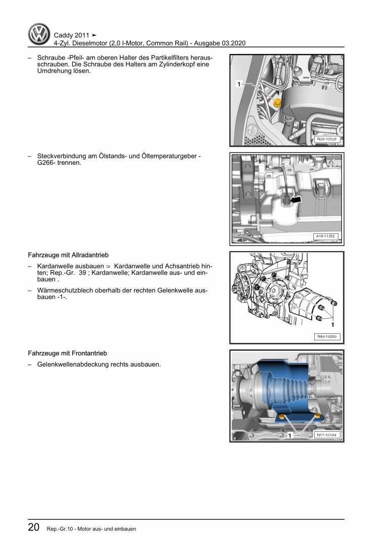 Beispielseite für Reparaturanleitung 4-Zyl. Dieselmotor (2,0 l-Motor, Common Rail)