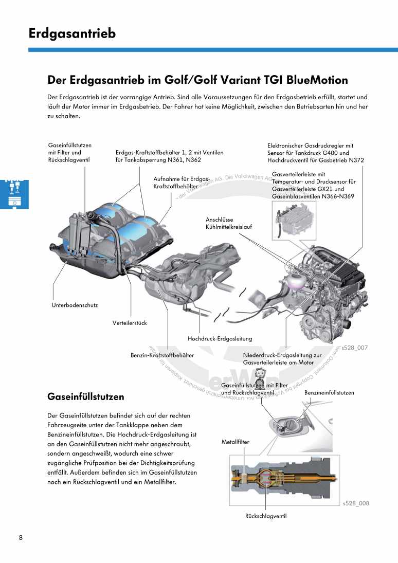 Examplepage for repair manual 2 Nr. 528: Der Erdgasantrieb im Golf/Golf Variant TGI BlueMotion