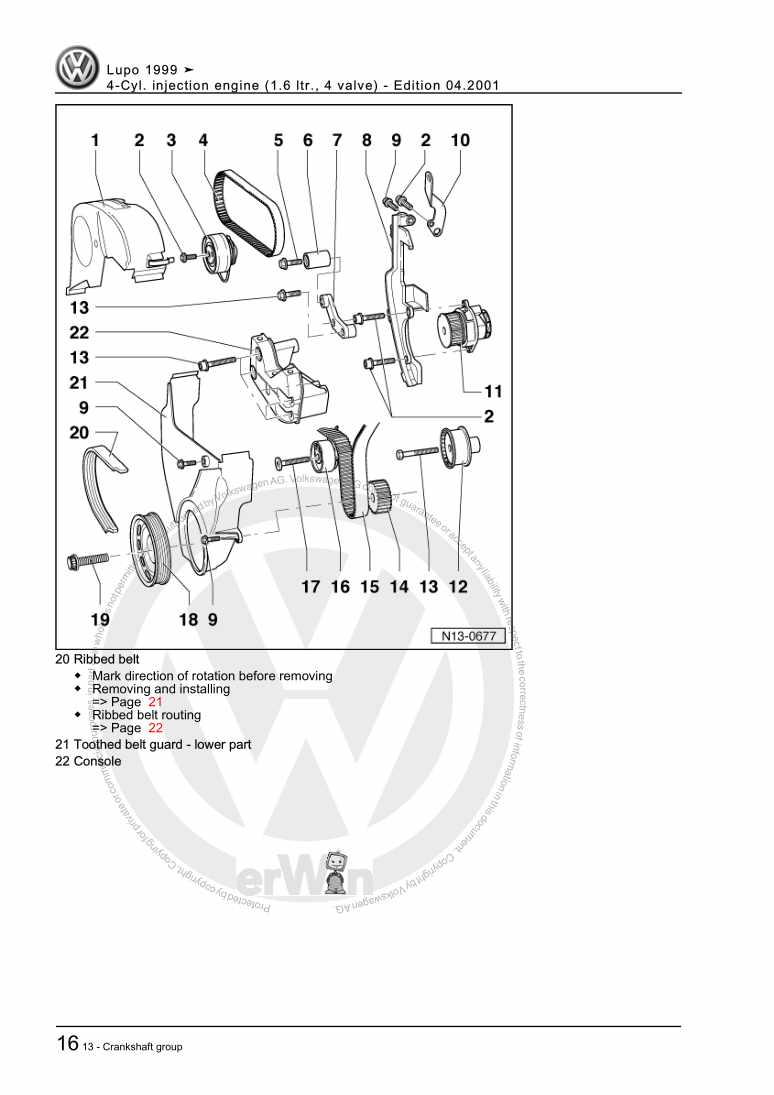 Examplepage for repair manual 2 4-Cyl. injection engine (1.6 ltr., 4 valve)