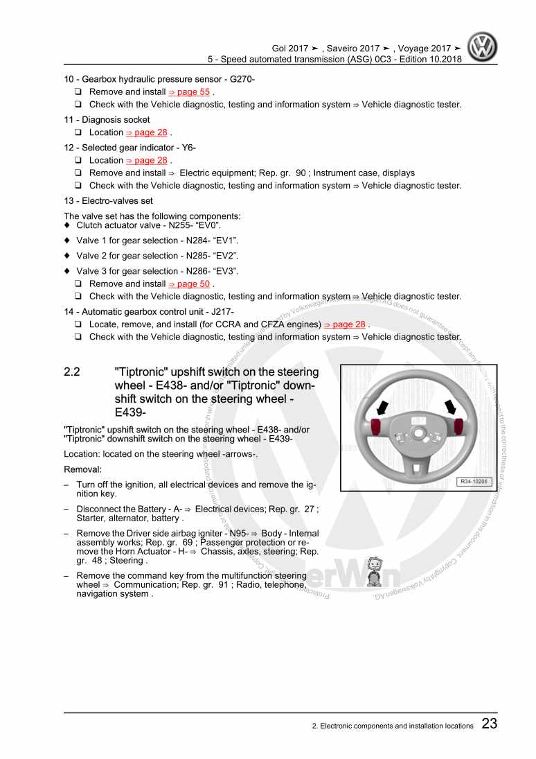 Examplepage for repair manual 3 5 - Speed automated transmission (ASG) 0C3