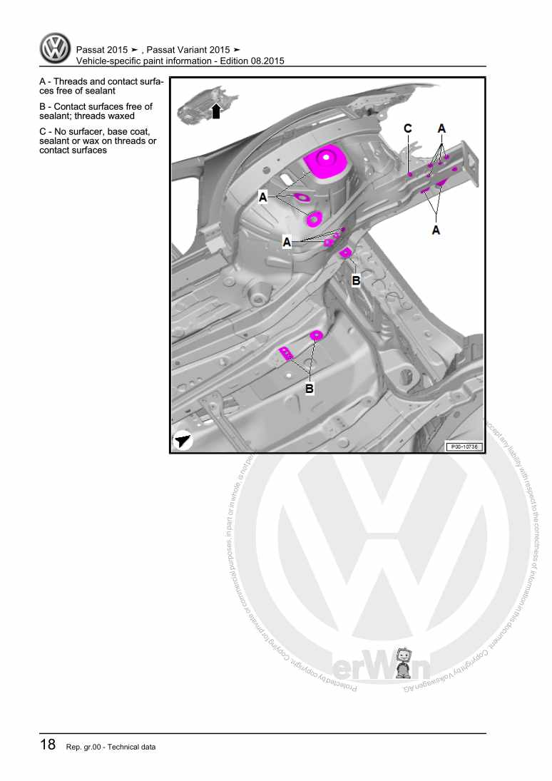 Examplepage for repair manual 3 Vehicle-specific paint information