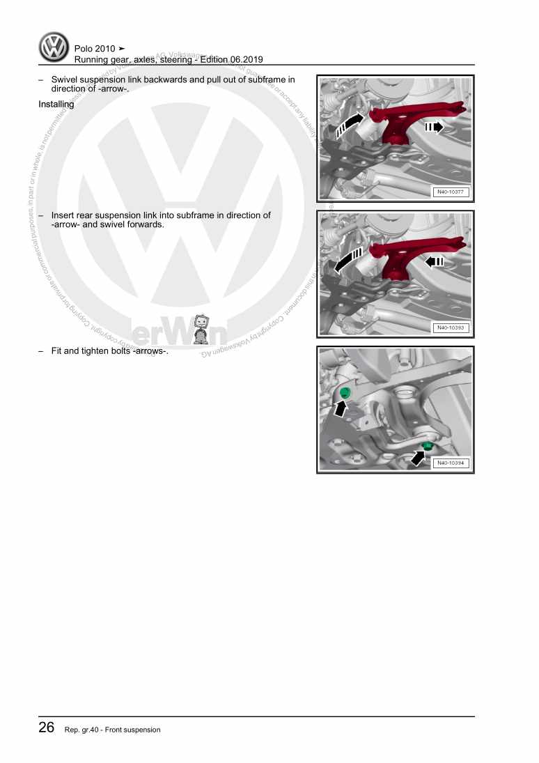 Examplepage for repair manual 3 Running gear, axles, steering