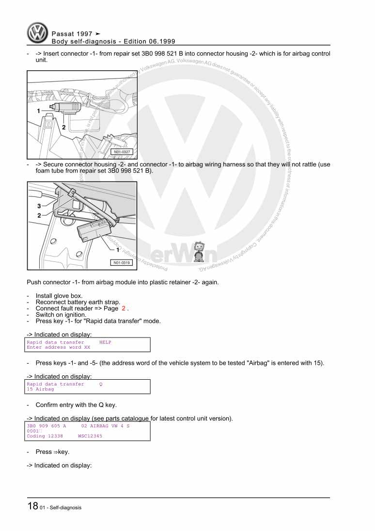 Examplepage for repair manual 2 Body self-diagnosis