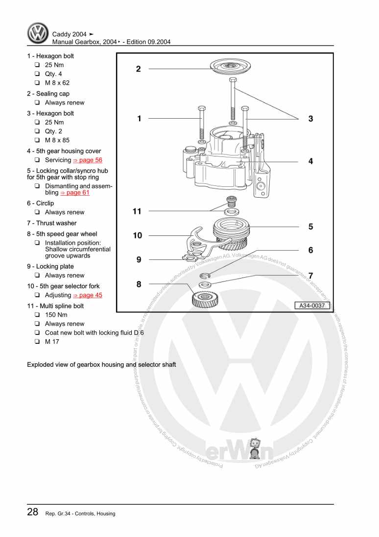 Examplepage for repair manual 2 Manual Gearbox, 2004▸