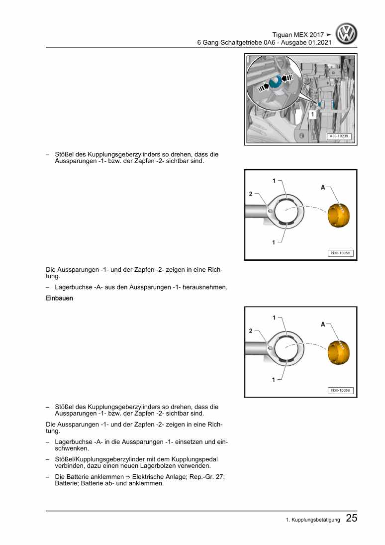 Beispielseite für Reparaturanleitung 2 6 Gang-Schaltgetriebe 0A6