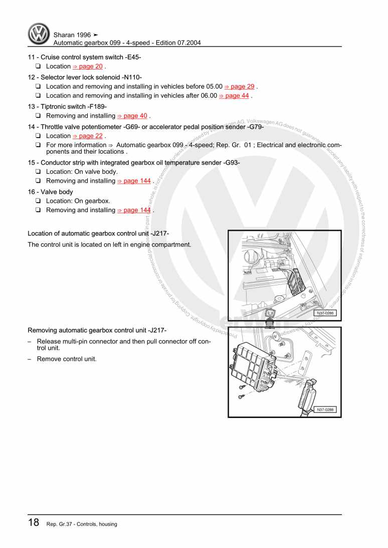 Examplepage for repair manual Automatic gearbox 099 - 4-speed