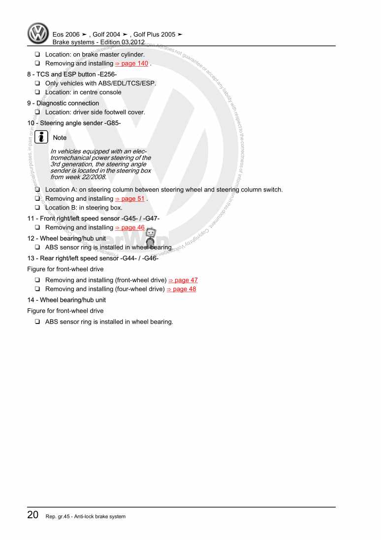 Examplepage for repair manual 2 Brake systems