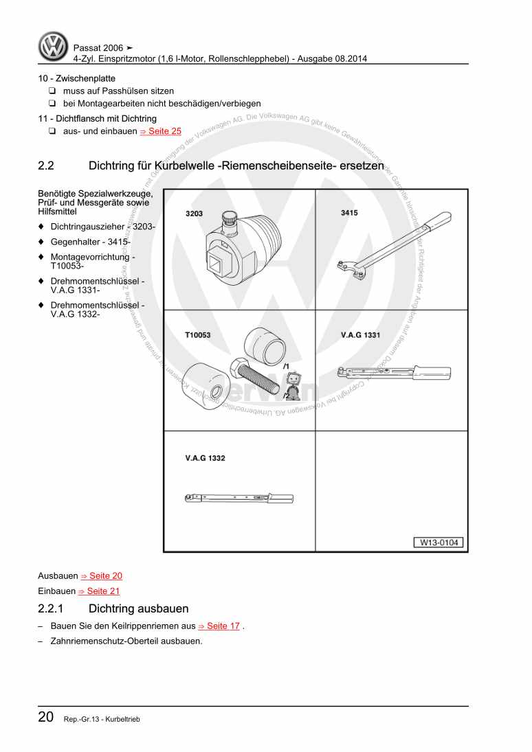 Examplepage for repair manual 3 4-Zyl. Einspritzmotor (1,6 l-Motor, Rollenschlepphebel)