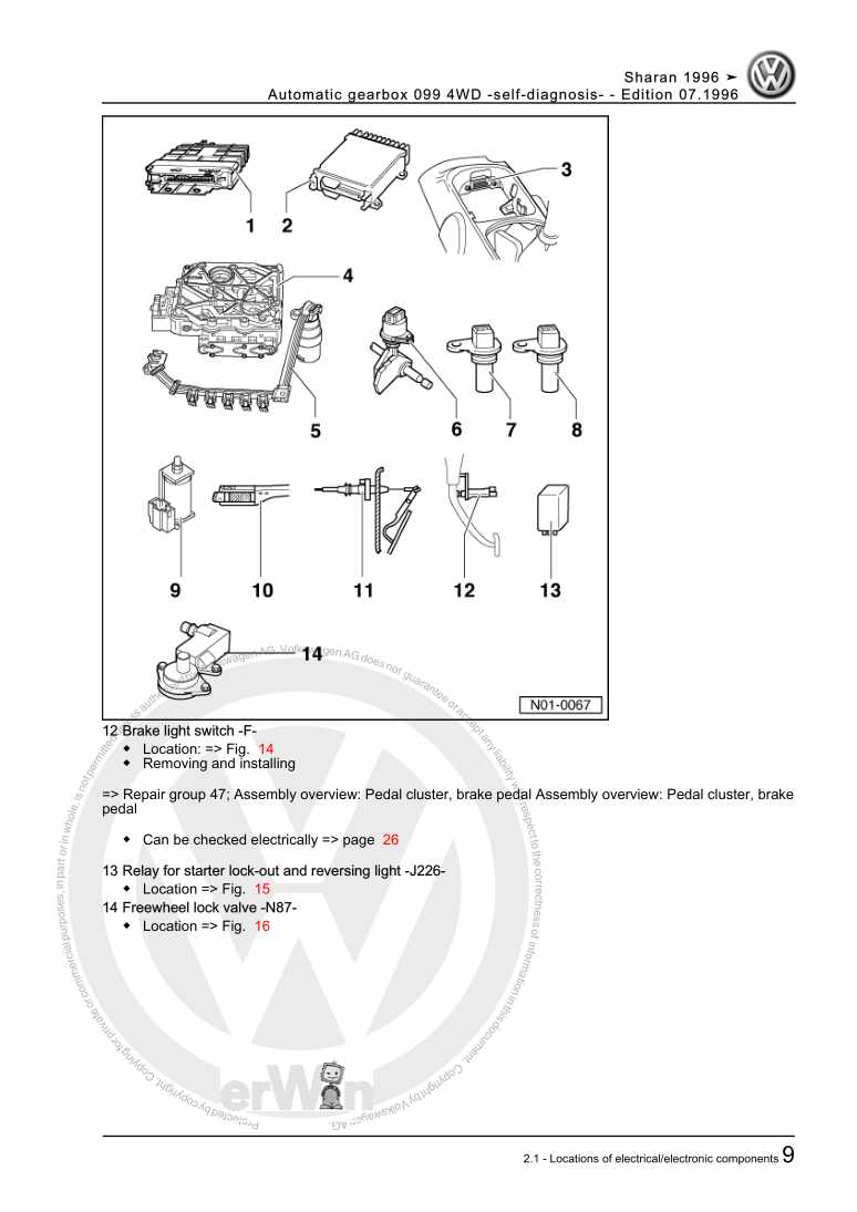 Beispielseite für Reparaturanleitung 2 Automatic gearbox 099 4WD -self-diagnosis-