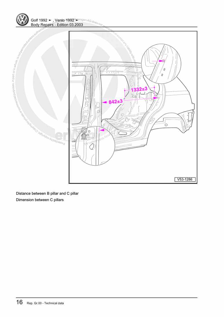 Examplepage for repair manual 2 Body Repairs