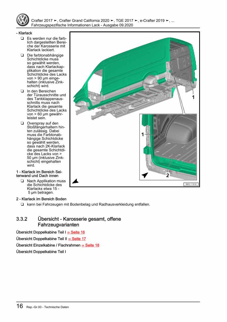 Beispielseite für Reparaturanleitung 2 Fahrzeugspezifische Informationen Lack