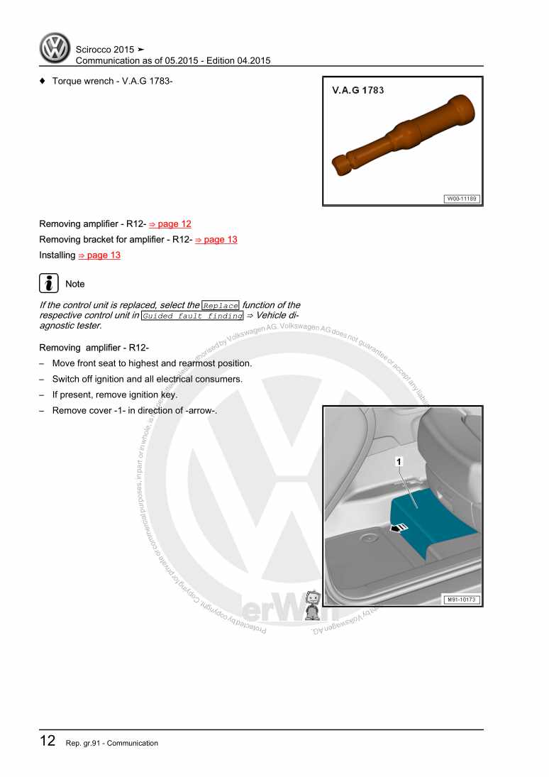 Examplepage for repair manual 2 Communication as of 05.2015