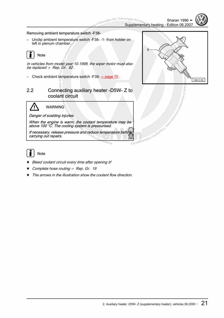 Beispielseite für Reparaturanleitung 3 Supplementary heating