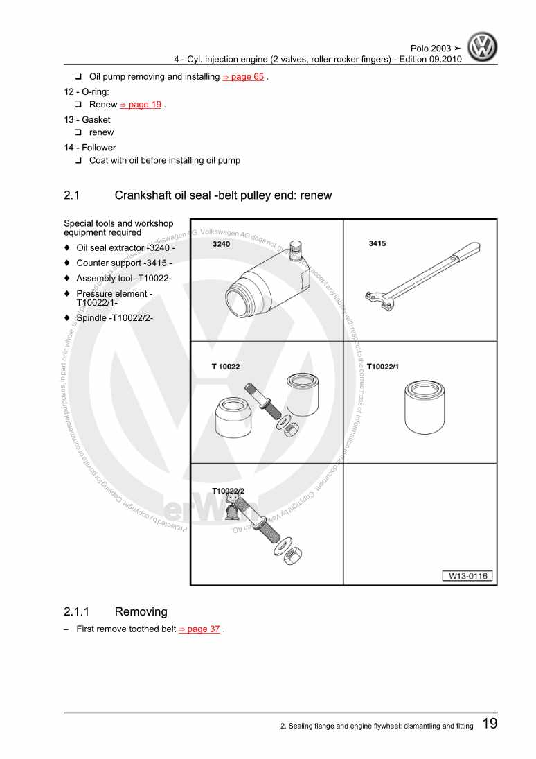 Examplepage for repair manual 3 4 - Cyl. injection engine (2 valves, roller rocker fingers)