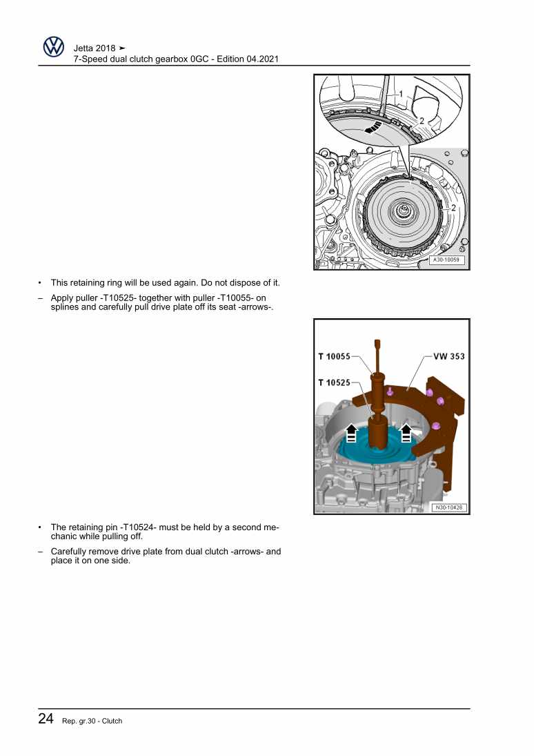 Examplepage for repair manual 3 7-Speed dual clutch gearbox 0GC