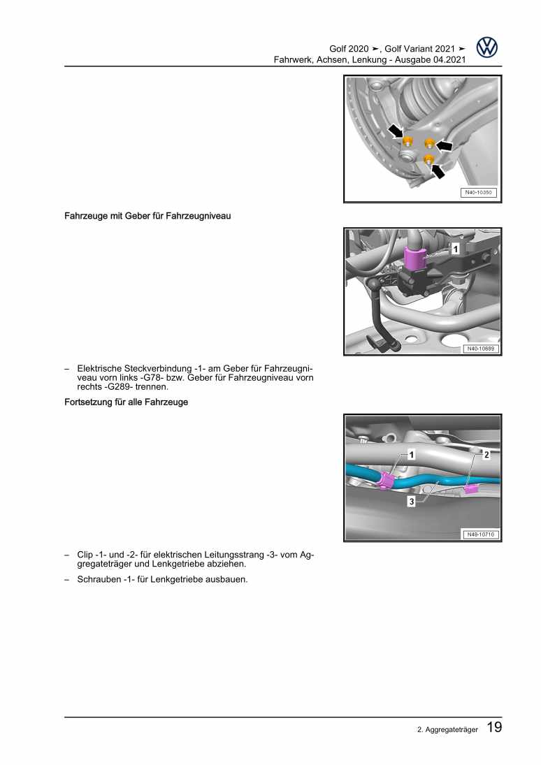 Examplepage for repair manual 2 Fahrwerk, Achsen, Lenkung