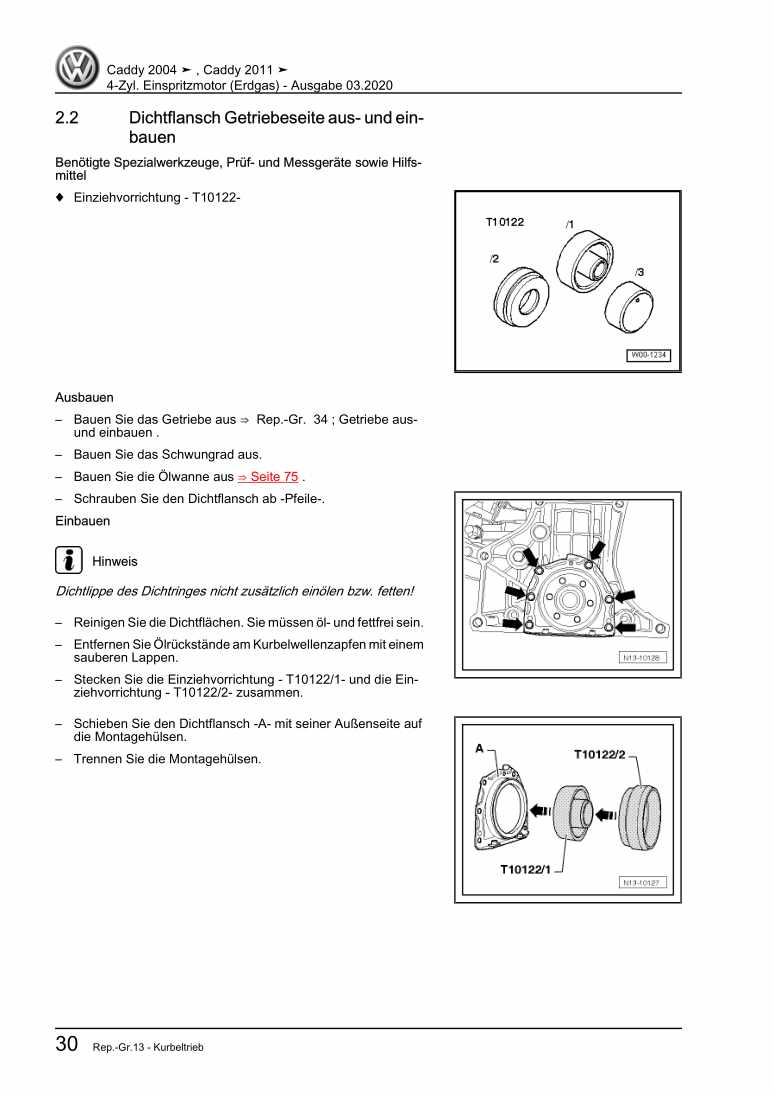 Examplepage for repair manual 2 4-Zyl. Einspritzmotor (Erdgas)