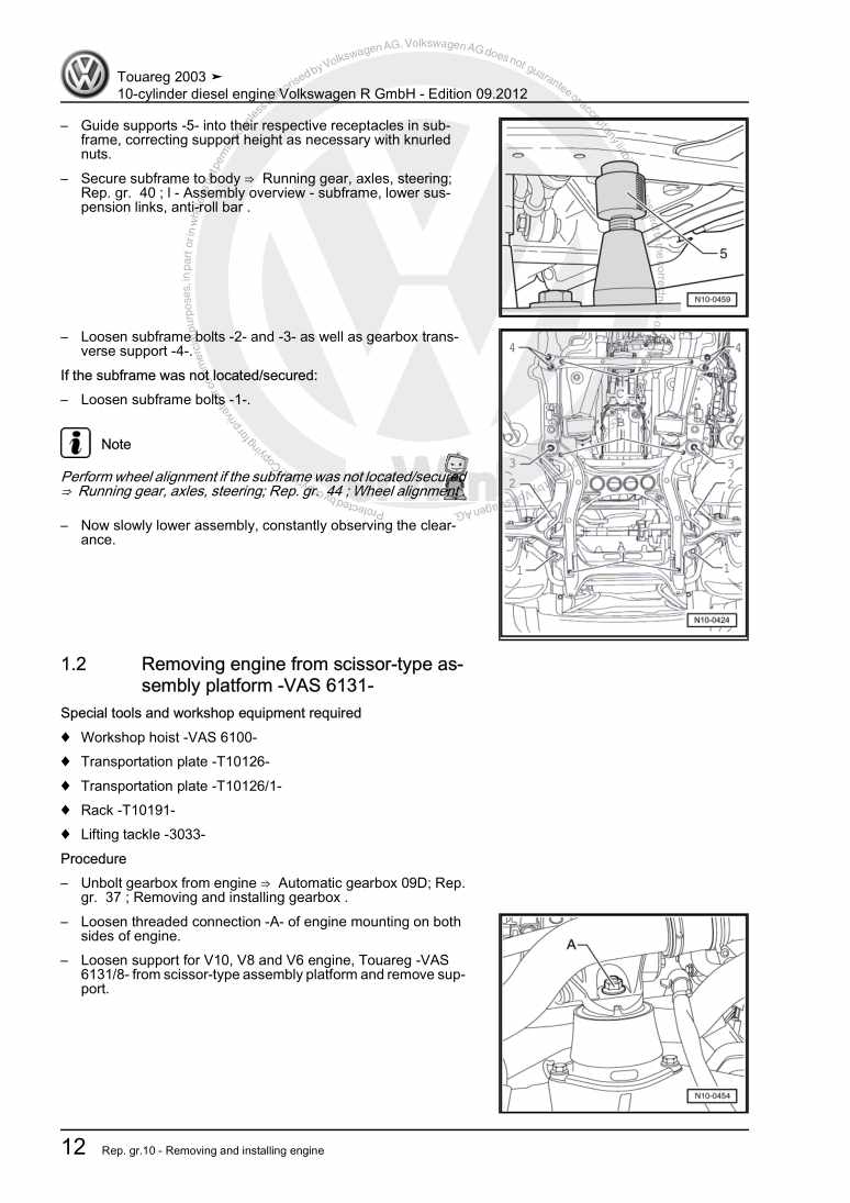 Examplepage for repair manual 10-cylinder diesel engine Volkswagen R GmbH