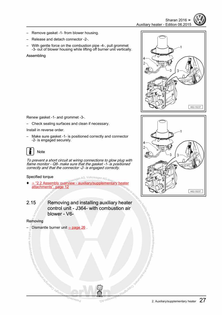 Beispielseite für Reparaturanleitung 3 Auxiliary heater