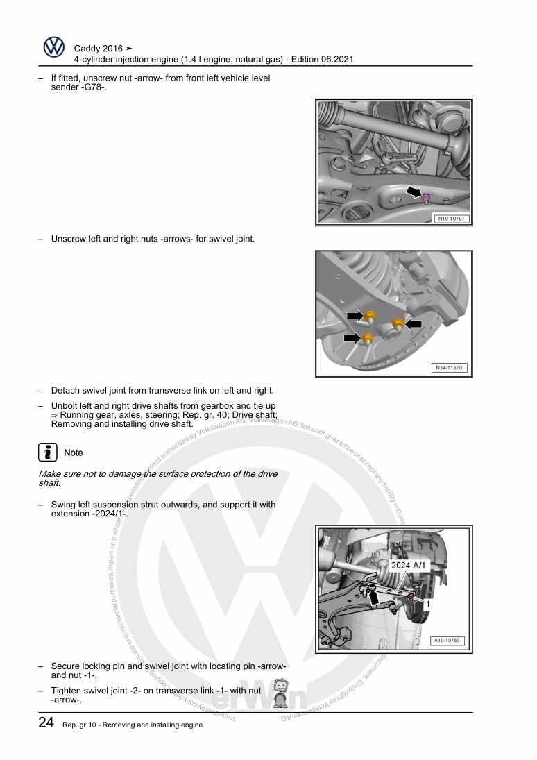 Examplepage for repair manual 4-cylinder injection engine (1.4 l engine, natural gas)