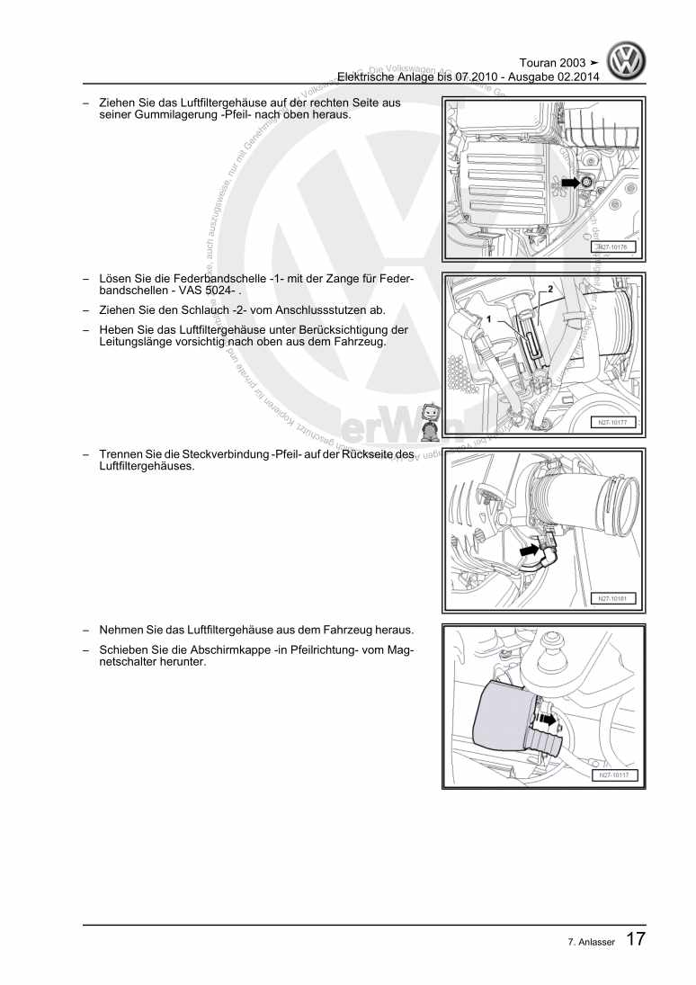 Beispielseite für Reparaturanleitung 2 Elektrische Anlage bis 07.2010