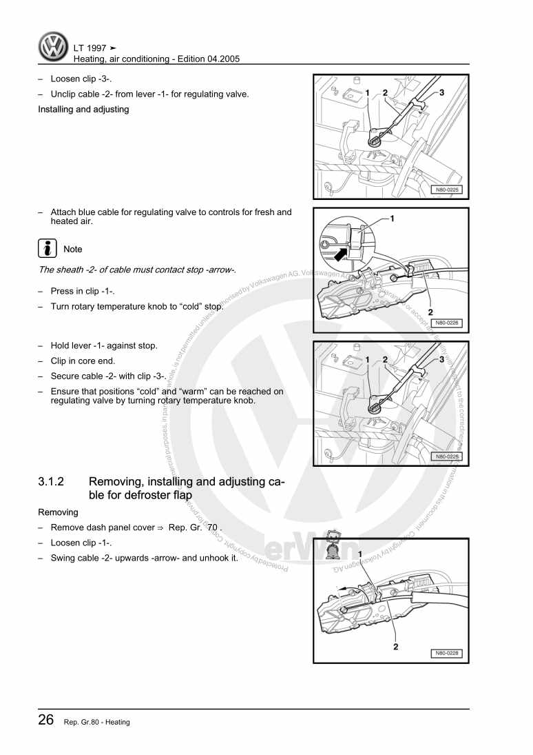 Examplepage for repair manual 3 Heating, air conditioning