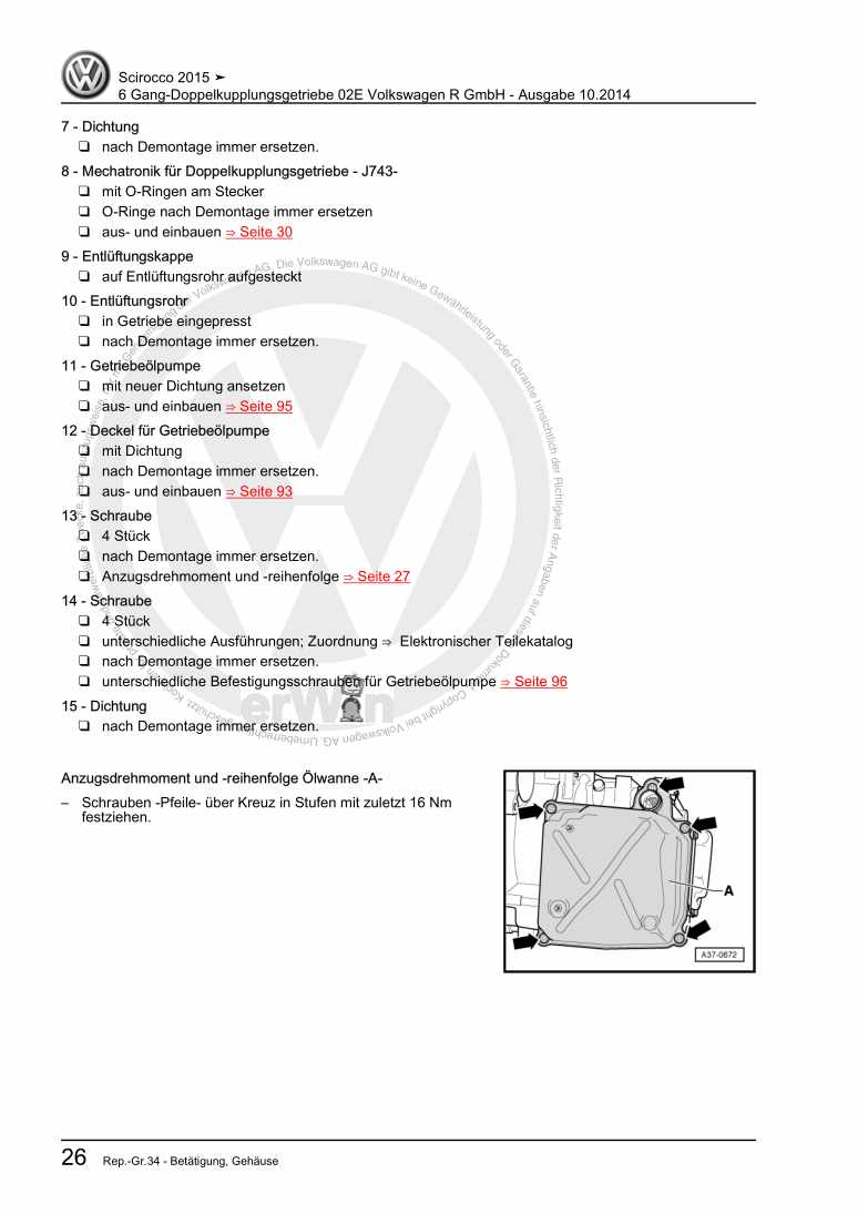 Examplepage for repair manual 2 6 Gang-Doppelkupplungsgetriebe 02E Volkswagen R GmbH