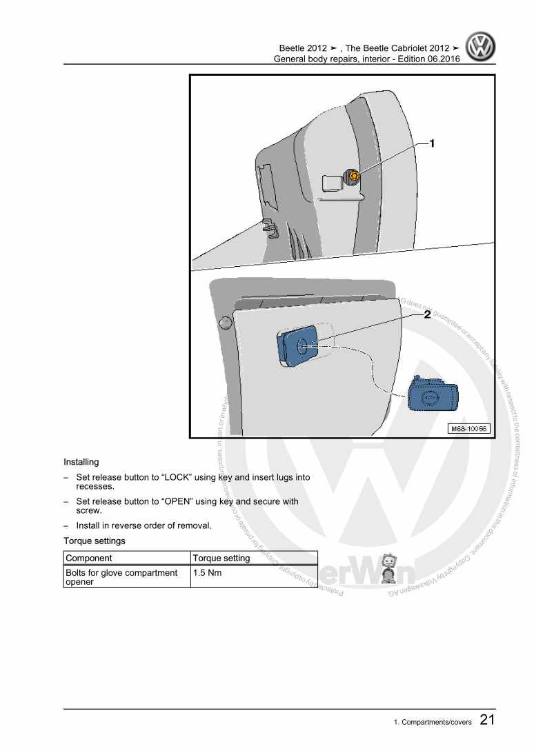 Examplepage for repair manual 2 General body repairs, interior