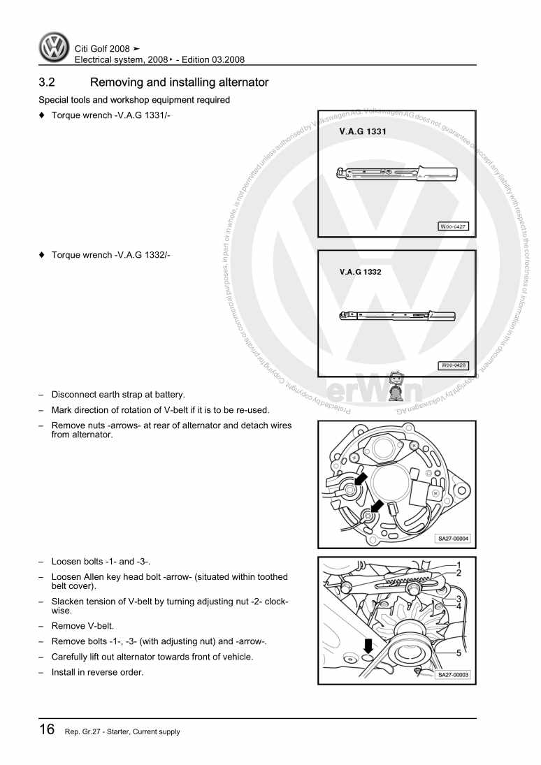 Examplepage for repair manual 3 Electrical system, 2008▸