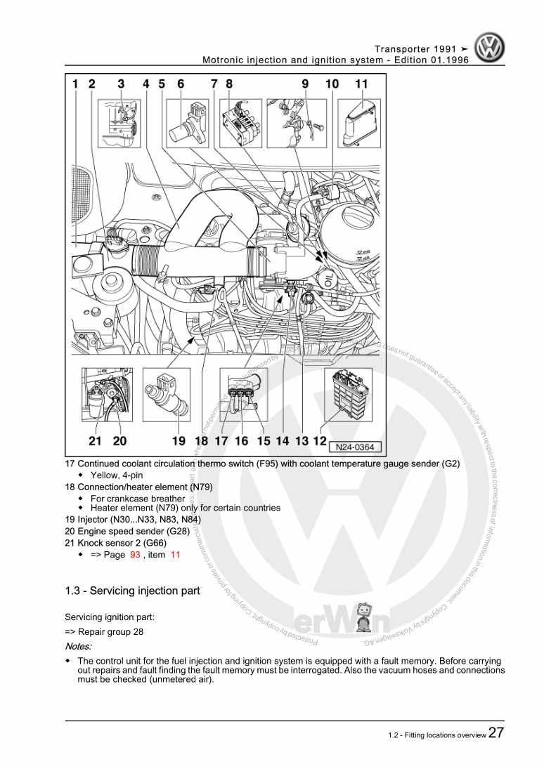 Examplepage for repair manual Motronic injection and ignition system