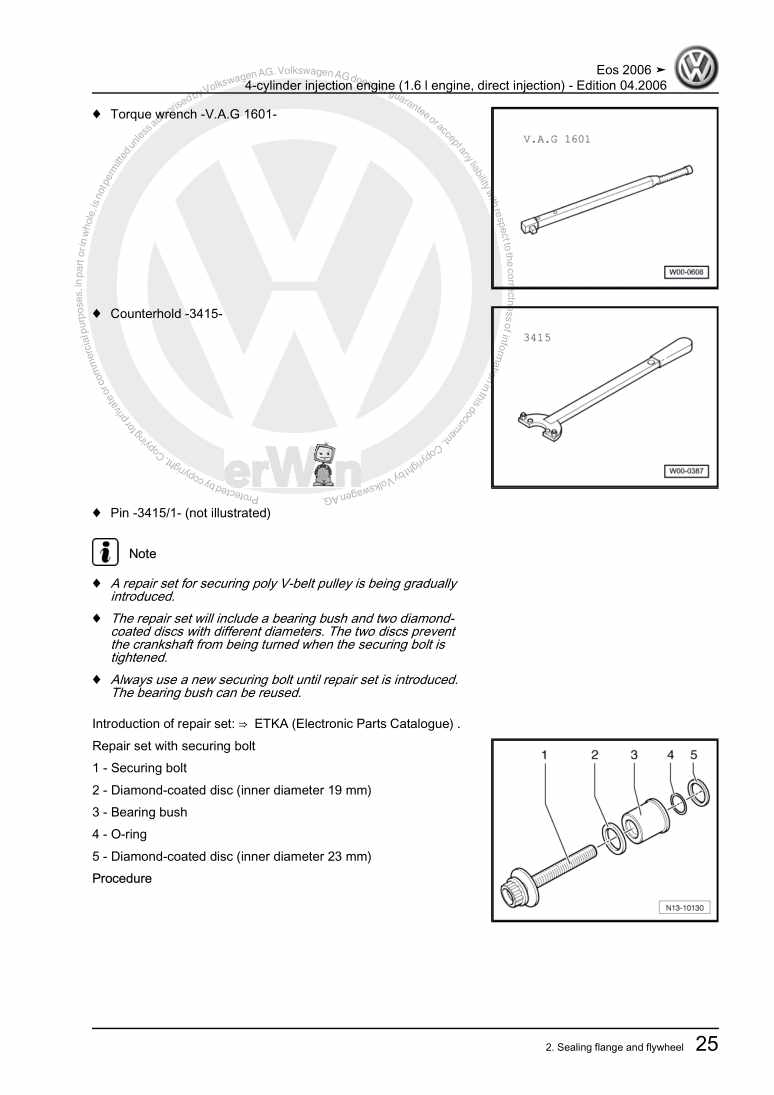 Beispielseite für Reparaturanleitung 3 4-cylinder injection engine (1.6 l engine, direct injection)