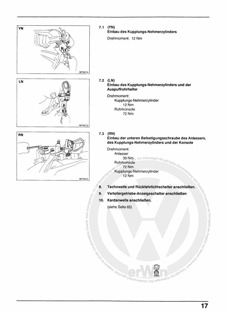 Examplepage for repair manual 2 Verteilergetriebe, Kardanwelle