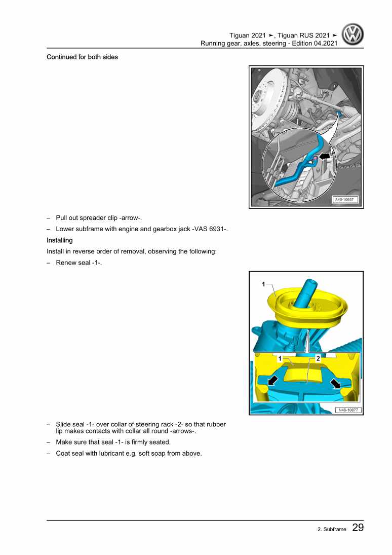 Examplepage for repair manual 3 Running gear, axles, steering